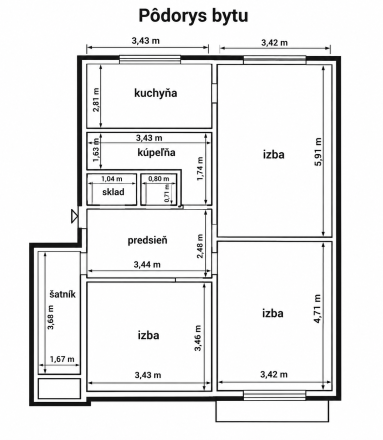 Priestranný 3-izbový byt s výmerou 84,97 m², balkón, BB  časť Radvaň - fotografia 9